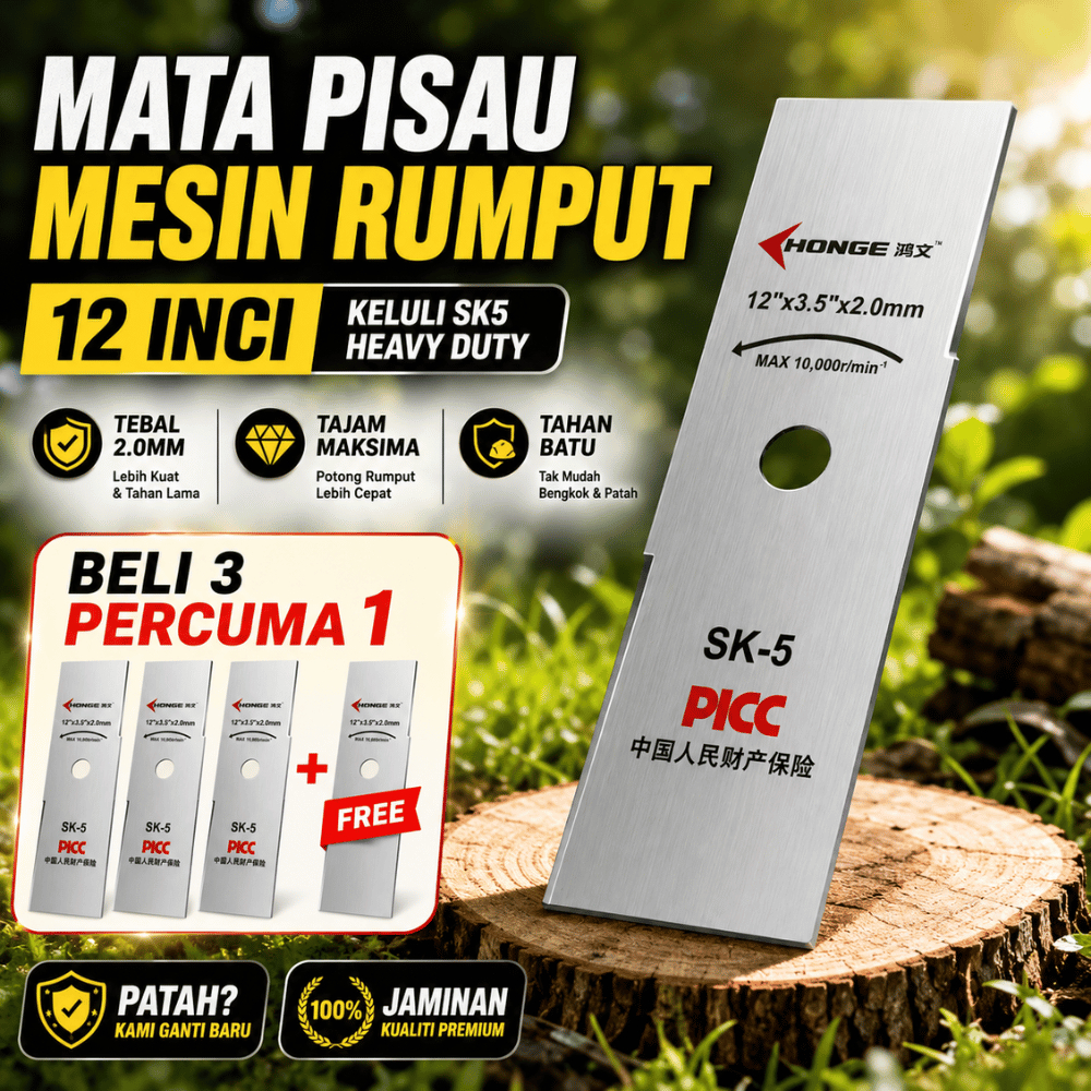 Mata Potong Rumput SK5 Steel Ultra Sharp, Heavy Duty, Premium Grass Trimmer Blade, High Quality Brus