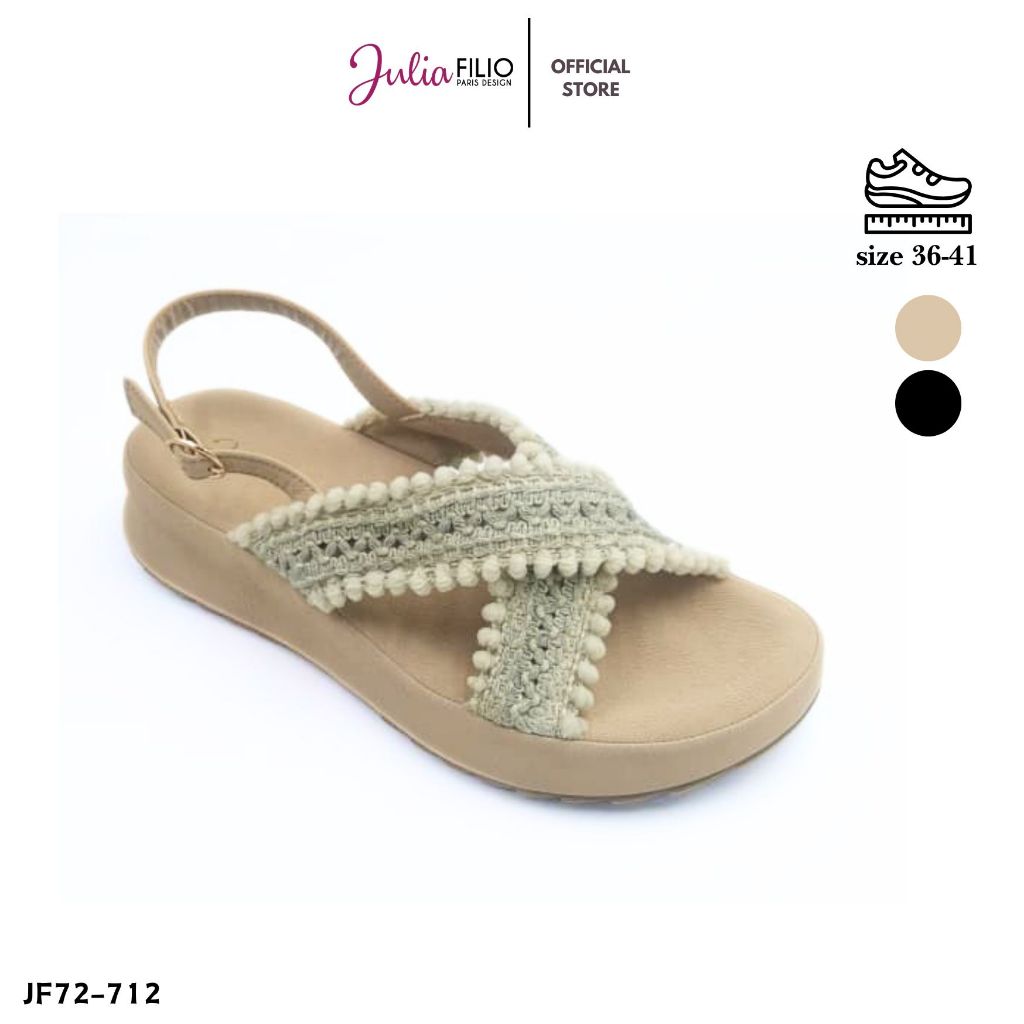 JULIA FILIO Stitching Comfort Ladies Wedges (JF72-712) API/BLACK SIZE 36-41