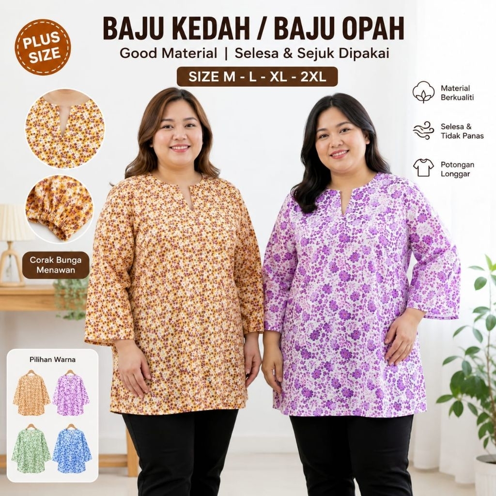 Baju Kedah / Baju Opah Good Material Grandma Girl Perempuan