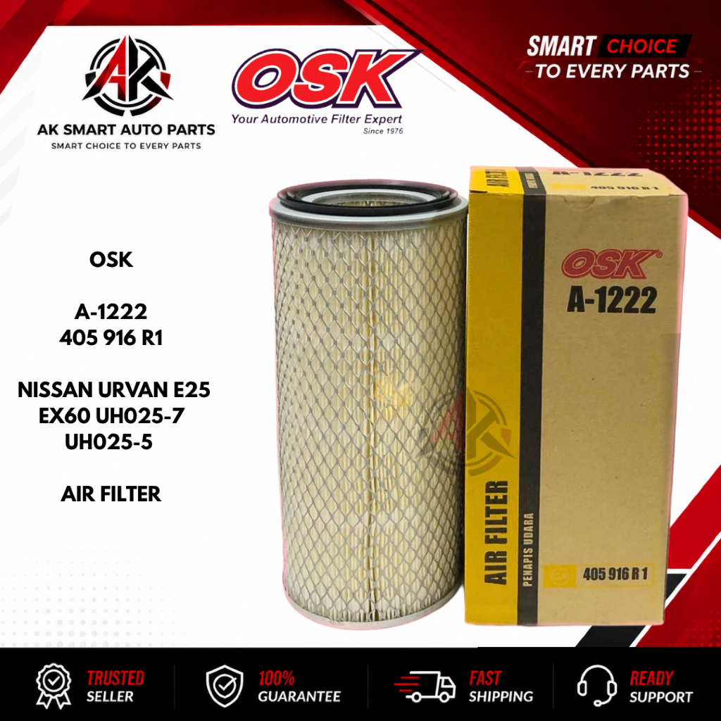 OSK A-1222 กรองอากาศสําหรับ Nissan Urvan E25 EX60 UH025-7 UH025-5 405 916 R1