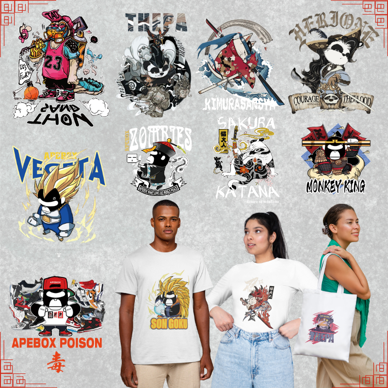 Japan Street Style 2.0 DTF สติ๊กเกอร์ถ่ายเทความร้อน HD พิมพ์เหล็กง่ายสําหรับเสื้อยืด Tote Bag Banner
