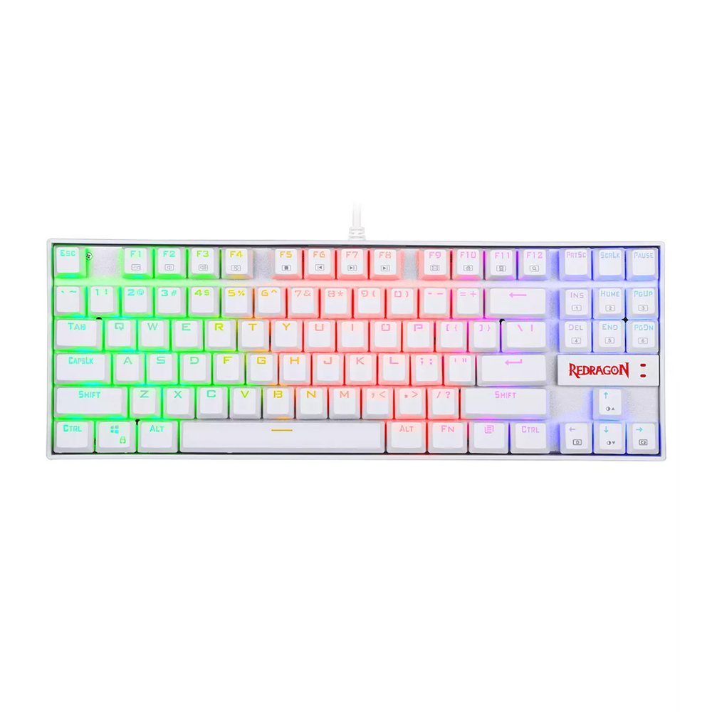 REDRAGON KUMARA K552 TKL WIRED MECHNICAL คีย์บอร์ด RGB สีขาวสวิตช์สีแดง