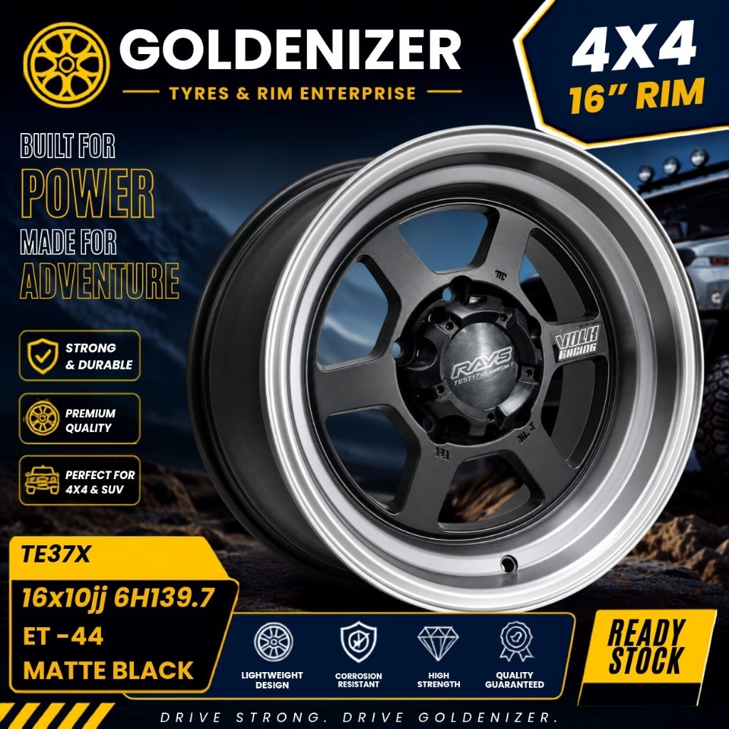 (1 ชิ้น)4x4 ขอบสปอร์ต 16" 16 นิ้ว 6H139.7 6H114.6 TE37X K1 TE37 REBEL Triton kembara hilux navara
