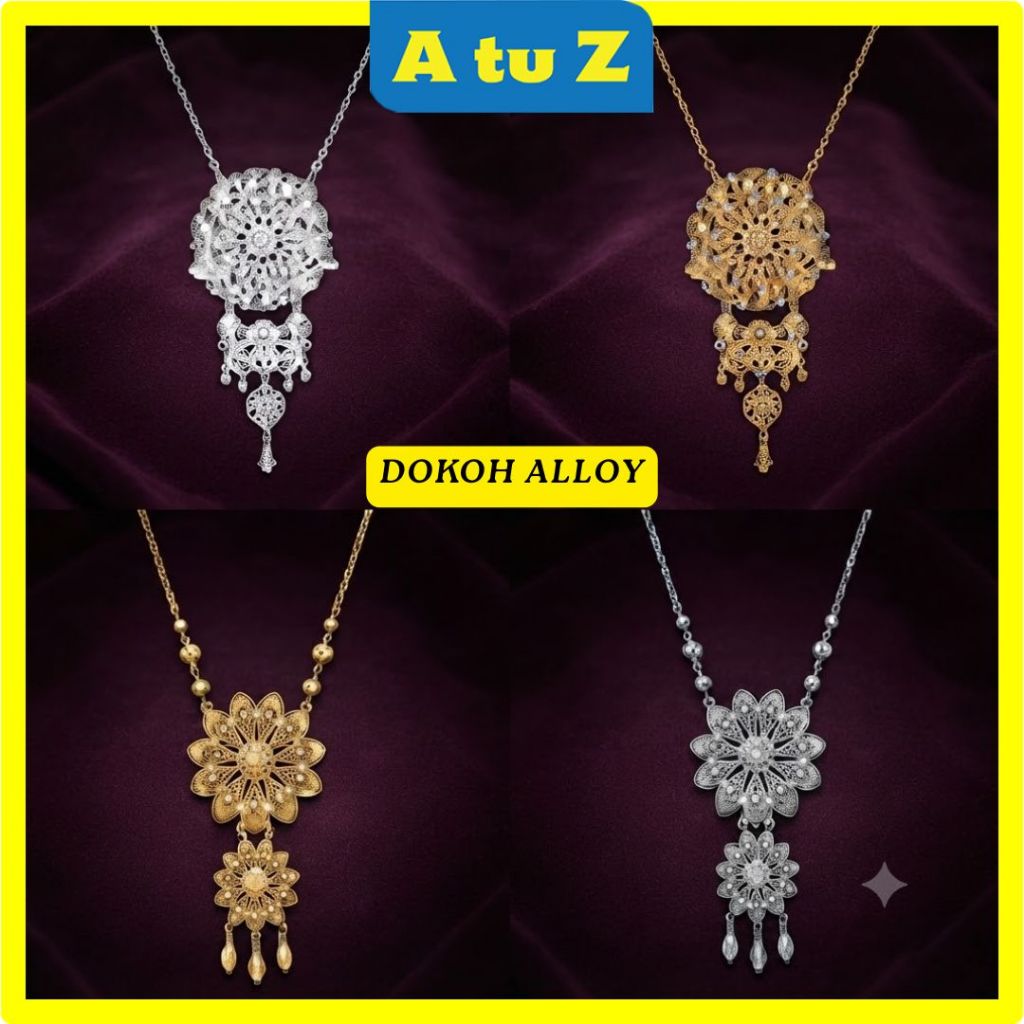 AtuZ Doh Alloy Gold & Silver Premium สร้อยคอมาเลย์แบบดั้งเดิม Jewellery Kebaya อุปกรณ์เสริม Raya งาน