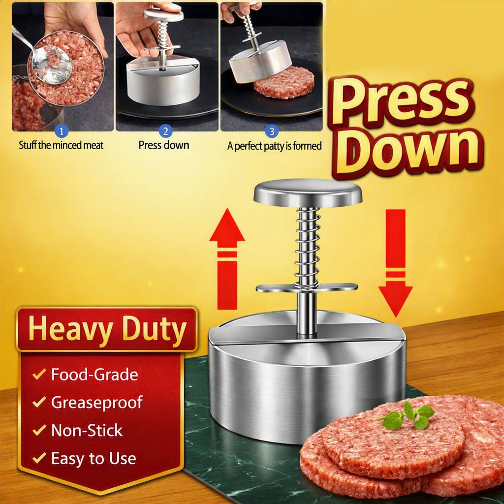 Heavy Duty อลูมิเนียมอัลลอยด์ Burger Press Burger Patty Maker สําหรับ Burger Bun Moulder กด Burger P