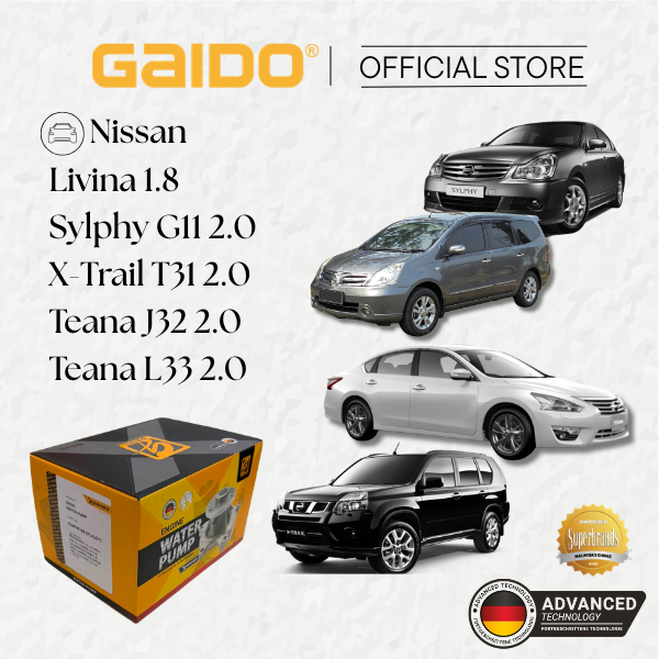 GAIDO ปั๊มน้ํา Nissan Livina 1.8/Sylphy G11/Teana J32 2.0/Teana L33 2.0/X-Trail T31 2.0