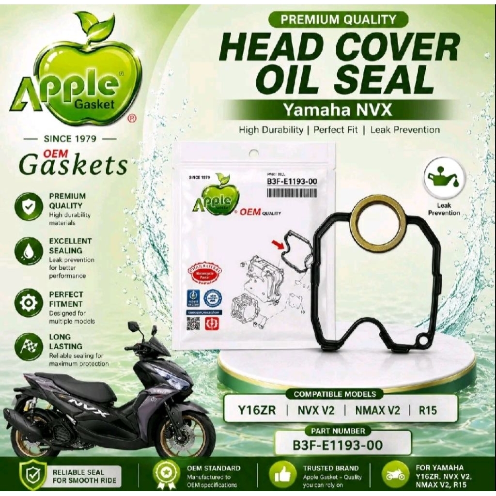 % ปะเก็น Apple Yamaha NVX NVX v2 Y15 R15 ฝาครอบหัวซีลน้ํามัน โอริง B3F-E1193-00/BB8-E1193-00