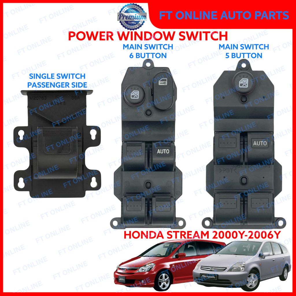 HONDA STREAM 2000-2006 S7A S7C RN1 RN2 RN3 RN4 RN5 POWER WINDOW SWITCH MAIN MASTER SINGLE SUB 2001 2