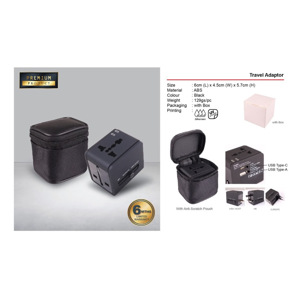 Travel Adaptor USB Type A USB Type C USA Plug UK Plug ปลั๊ก EUROPE