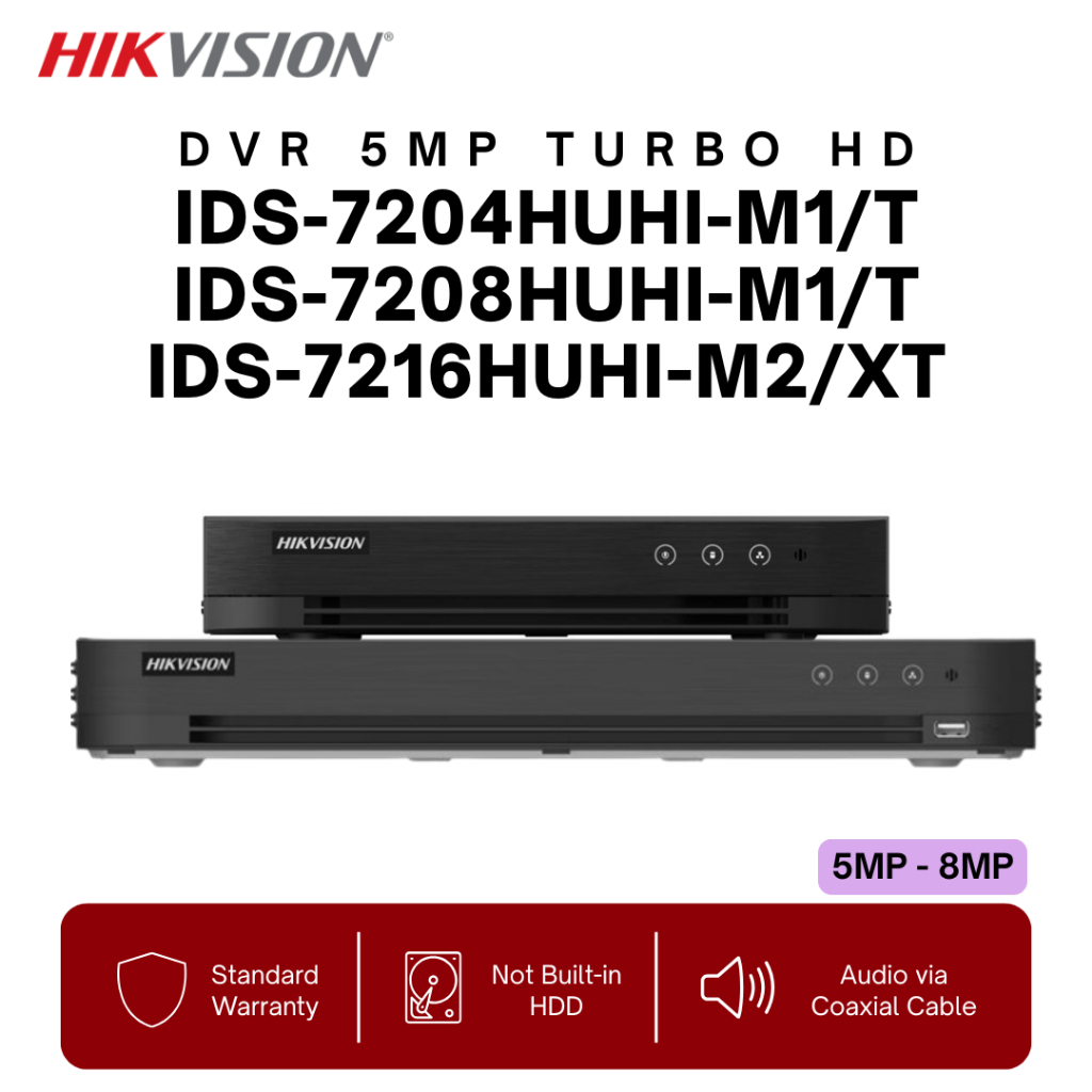 HIKVISION กล้องวงจรปิด DVR Turbo HD 5MP-8MP ช่อง iDS-7204HUHI-M1/T| IDS-7208HUHI-M1/T| IDS-7216HUHI-