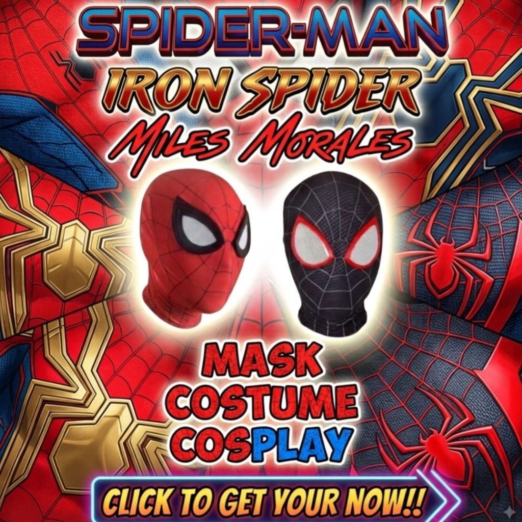 SPIDERMAN/SPIDER-MAN AVENGERS SUPERHERO COSTUME COSPLAY MASK TOPENG CHILDREN & ADULT SIZING-( % สภาพ