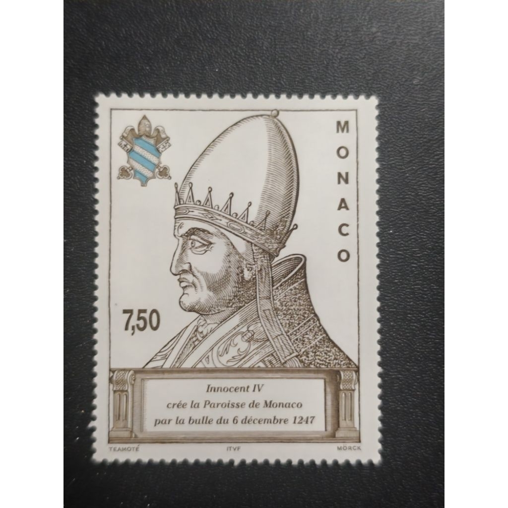 AL032A Monaco ปี 1997 Pope Innocent แสตมป์มูลค่าเดียว 1v ค่าสูงกว่า VF MNH