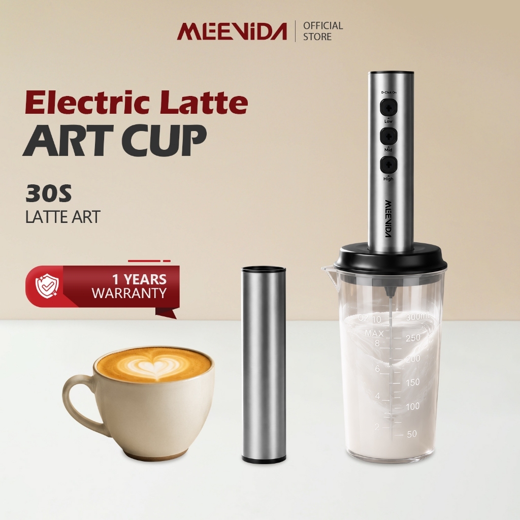 MEEVIDA ไร้สายไฟฟ้า Latte Art Pitcher มือถือ Professional Latte Art Pitcher ชุด 350ml Latte Art Pitc