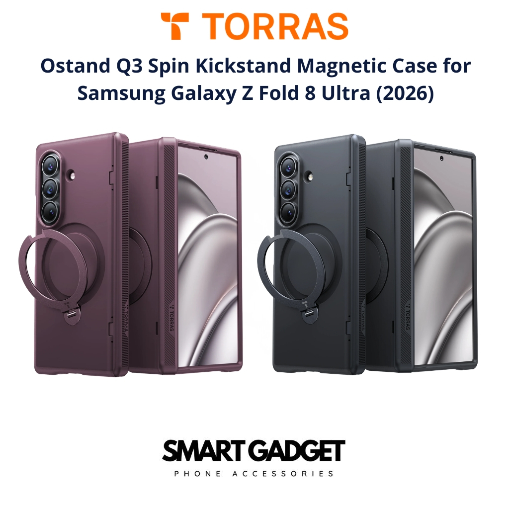 Torras Ostand Q3 Spin Kickstand Magnetic Case สําหรับ Samsung Galaxy Z Fold 8 Ultra (2026)