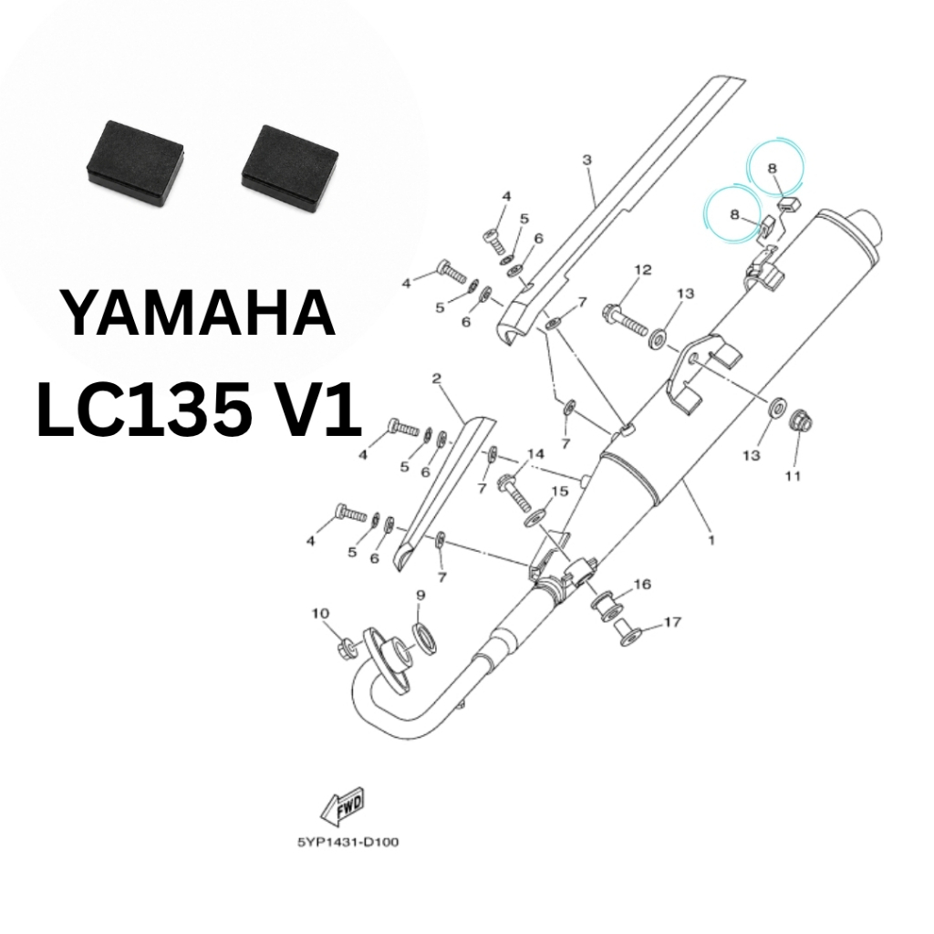 EXHAUST DAMPER RUBBER MUFFLER EKZOS GETAH MOTOR YAMAHA LC135 V1 135LC 135 LC