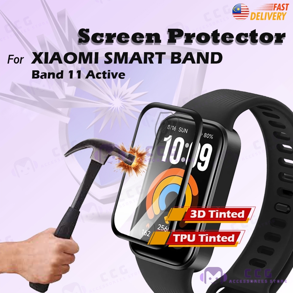 ป้องกันหน้าจอสําหรับ Xiaomi Smart Band 11 Active 3D โค้ง PMMA Full Coverage Mi Band 11Active Tinted 