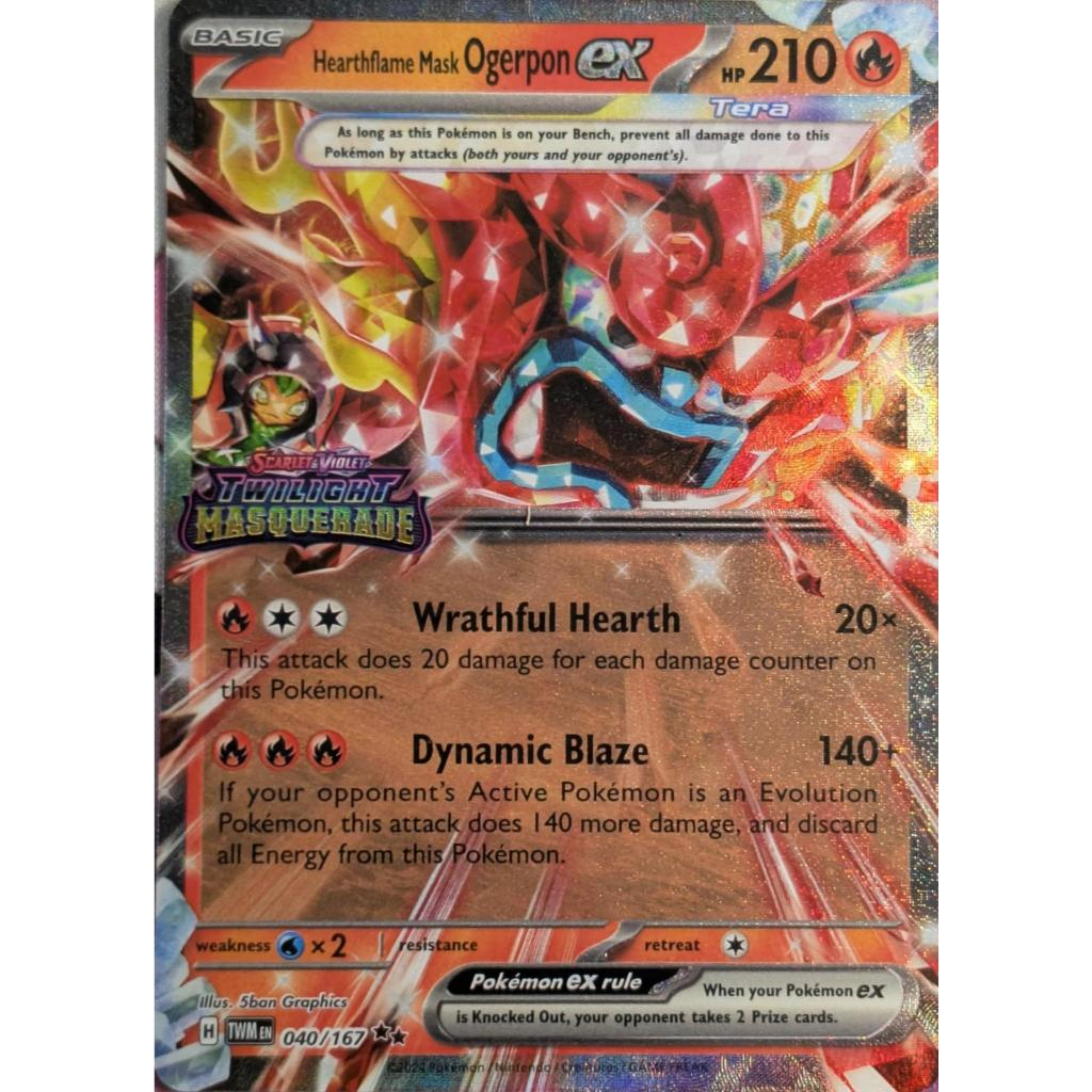 หน้ากาก Hearthflame Ogerpon [ประทับ] 40 Pokemon Twilight Masquerade: Pokemon TCG