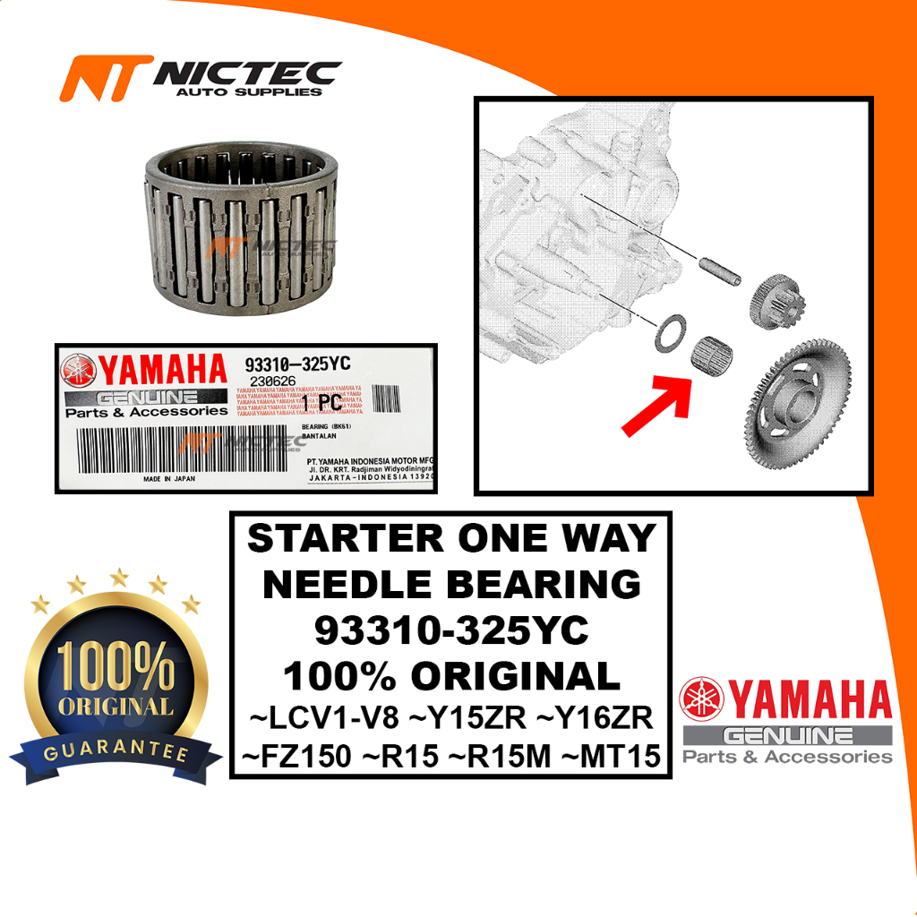 YAMAHA STARTER ONE WAY NEEDLE BEARING LC135 V1-V8 Y15ZR Y16ZR FZ150 R15 R15M MT15 93310-325YC STARTE