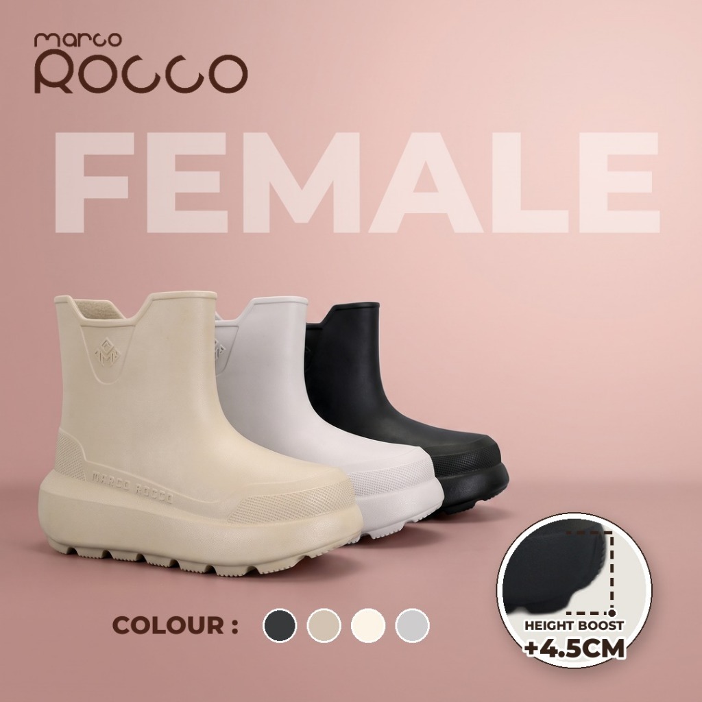 Marco Rocco รองเท้ายาง EVA กันน้ํากันฝนผู้หญิง Kasut แฟชั่นหนา High Sole MR8024