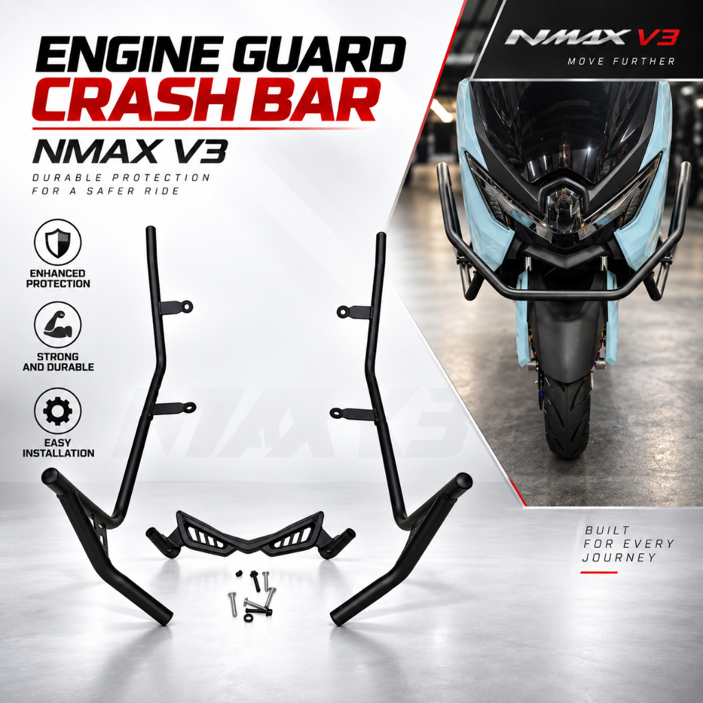 NMAX155 ใหม่ NMAX V3 Turbo ชุดกรอบยามเครื่องยนต์ป้องกัน Crash Bar 3 ชิ้น