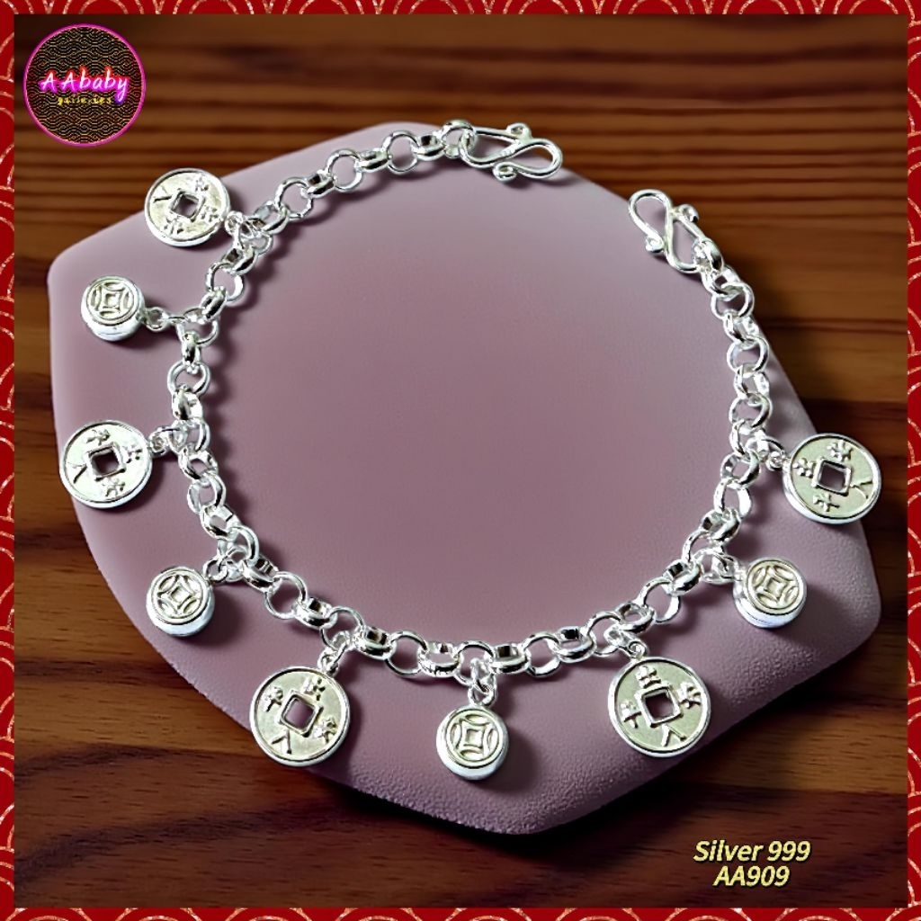 🌈AAbaby Galleries AA909 Baby S999 Silver Anklet Bracelet เด็กสาว九平 链 Rantai Kaki/Gelang Bayi