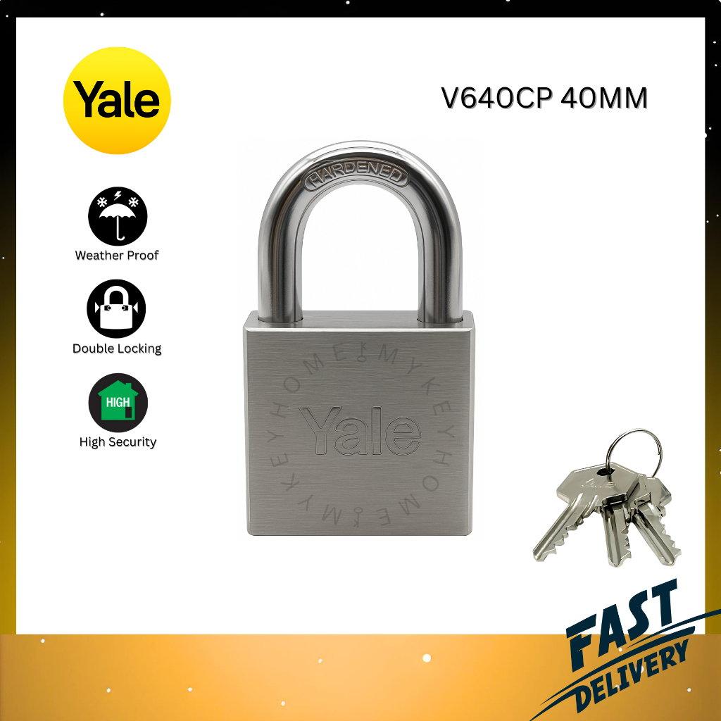 Yale Heavy Duty Padlock V640CP 40 มม. ทนฝนและแดดป้องกันสนิม