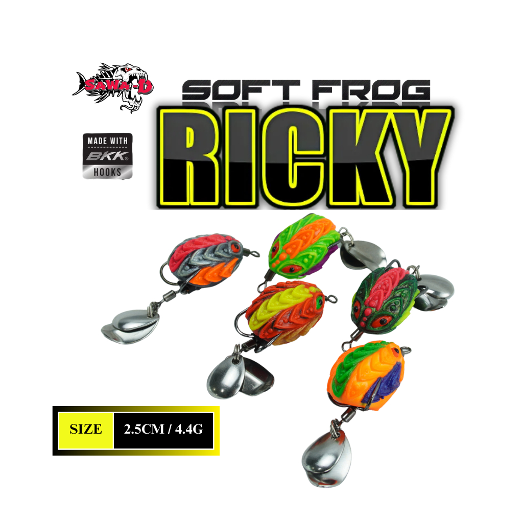 SAWA D RICKY SOFT FROG / เหยื่อเทียมปลาช่อน / ตะขอ BKK / 5 สี / 2.5 ซม. และ 4.4g