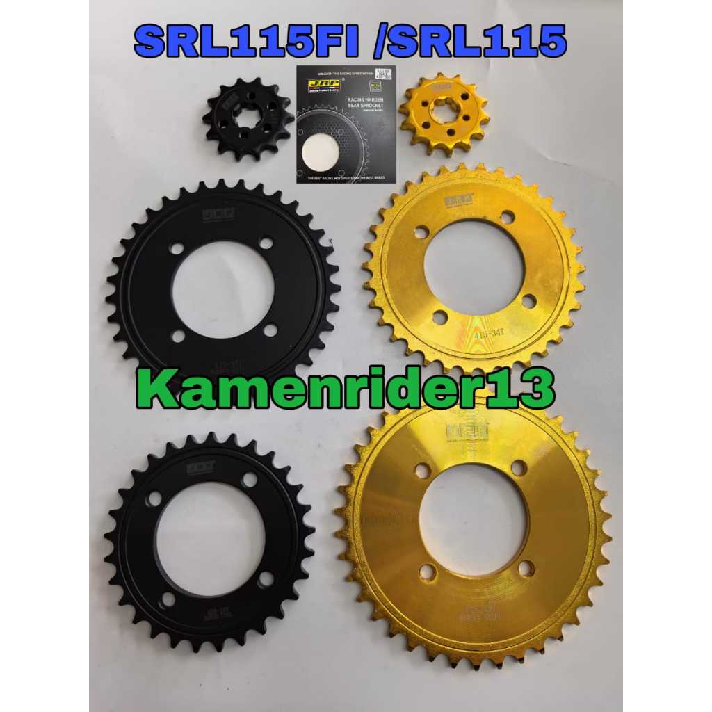 JRP SPROCKET SRL115 SRL115FI SRL115i/115ZR 415 428 HARDENED STEEL MATT BLACK GOLD