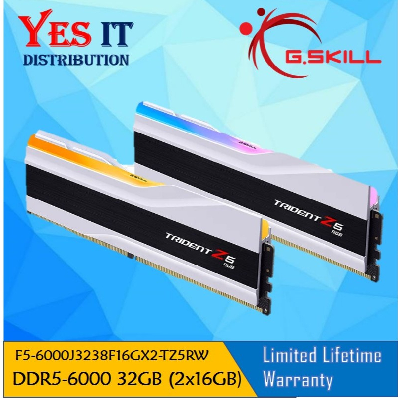 G.Skill Trident Z5 RGB 32GB (2X16GB) CL36 DDR5 6000MT/s หน่วยความจําเดสก์ท็อปสีขาว (F5-6000J3236F16G