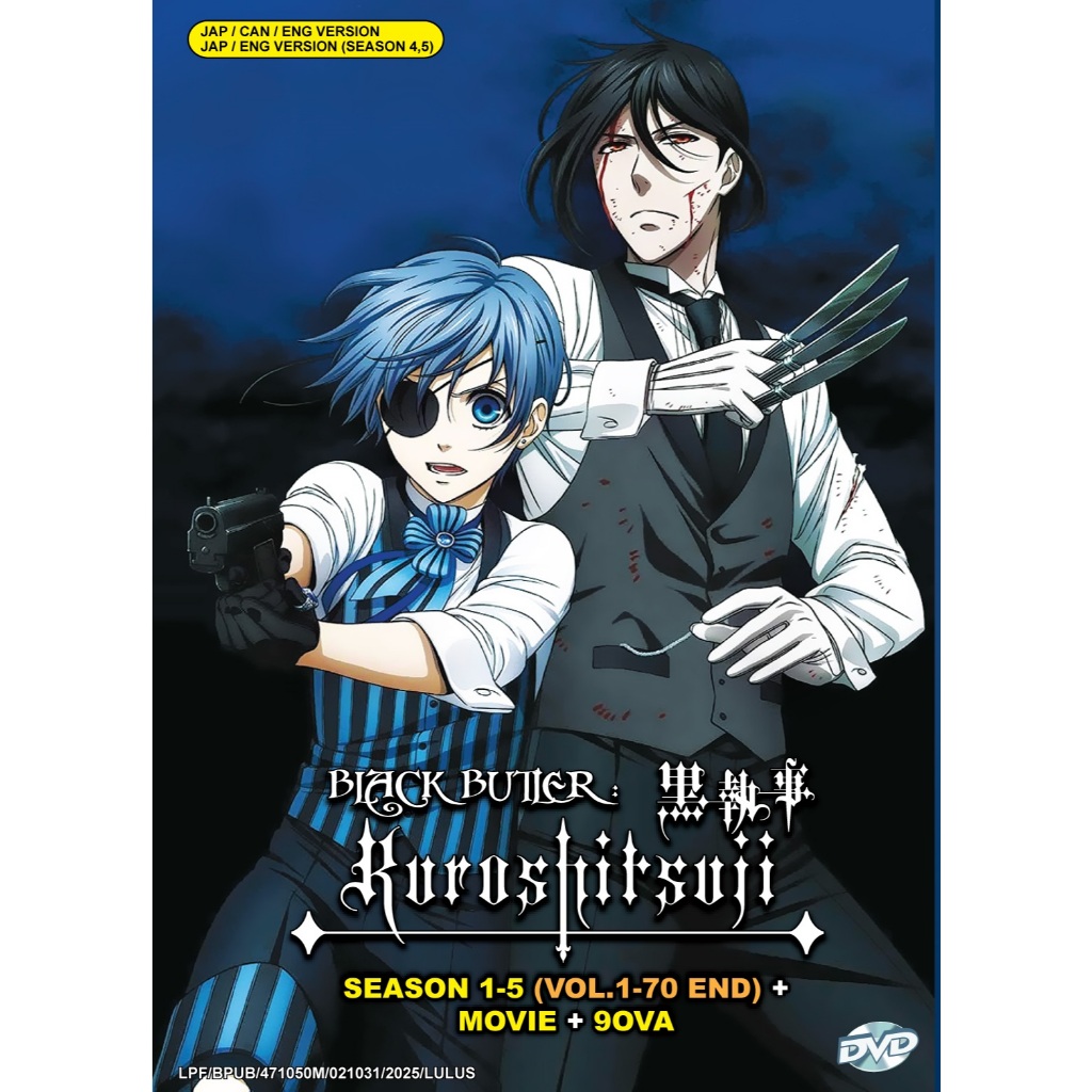 DVD Anime Black Butler Kuroshitsuji Complete TV Series Season 1-5+Movie+9OVA การปรับ