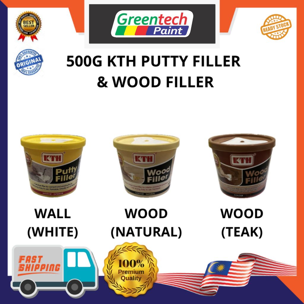 ( 500g / 0.5kg ) KTH PUTTY WOOD FILLER FIRCKS และ HOLES-WHITE/TEAK/NATURAL/PENGISIAN LUBANG DINDING 