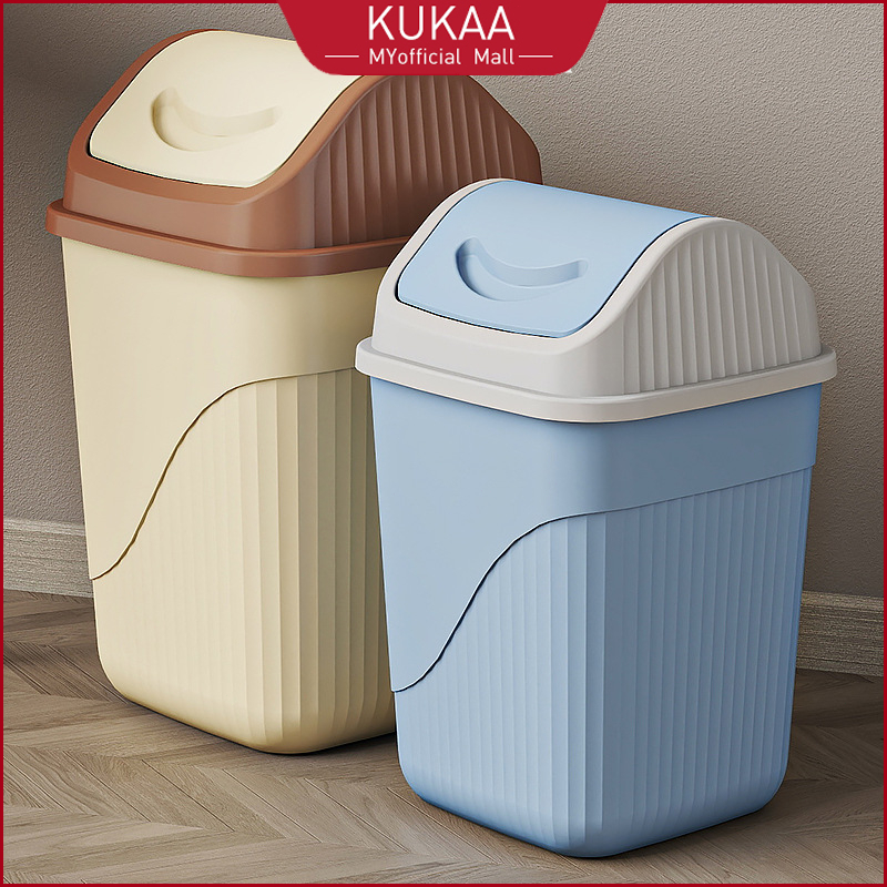 Kukaa ถังขยะพร้อมฝาปิดแกว่ง ถังขยะรีไซเคิล ถังขยะ ถังขยะ Bakuling Tong Sampah Bertutup 桶