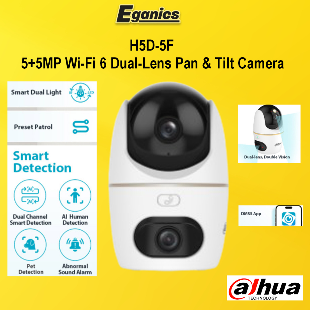 Dahua H5D-5F/H3D-3F 10MP/6MP 5+5MP WiFi 6 Dual เลนส์ Pan Tilt กล้องวงจรปิด IP กล้อง Kalamera Kesetan
