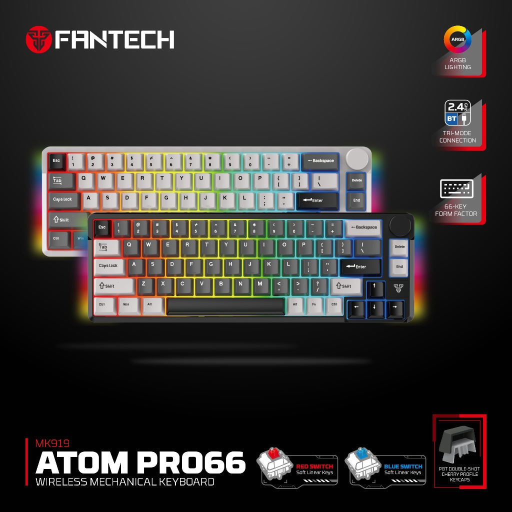 FANTECH MK919 ATOM PRO66 คีย์บอร์ดเครื่องกลไร้สาย