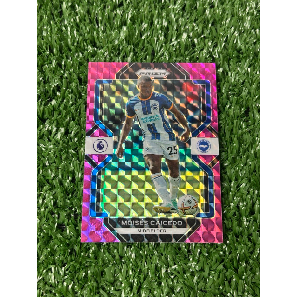 2022-23 Panini Prizm Premier League Pink Mosaic Moises Caicedo 135 Rookie RC Brighton Chelsea [ของสะ