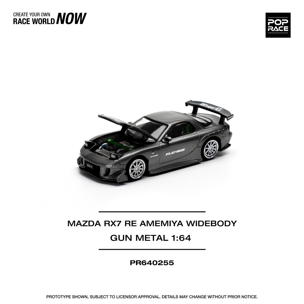 POP RACE 1/64 PR640255 MAZDA RX7 RE-AMEMIYA - GUN METAL