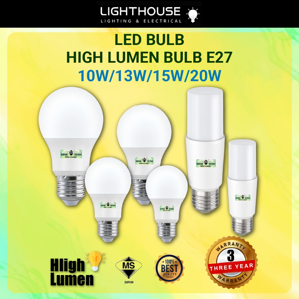 [ LIGHTHOUSE ] [SIRIM] LED STICK BULB A BULB HIGH LUMEN E27 10W/13W/15W/20W LIGHT BULB MENTOL LAMPU 