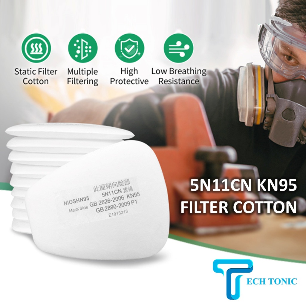 5N11CN KN95 เปลี่ยนไส้กรองผ้าฝ้าย 10 ชิ้นหน้ากากป้องกันแก๊สพิษ