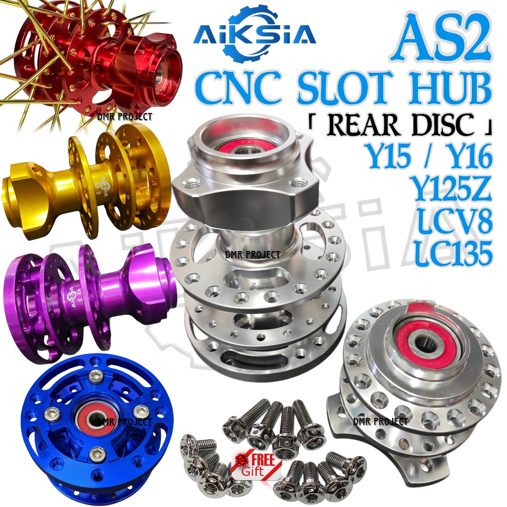 AIK SIA AS2 CNC SLOT HUB (แผ่นดิสก์ด้านหลัง) Y125Z/LC135/Y15/Y16/V8 ALLOY OTR HUB CNC SLOT AS2 AIKSI
