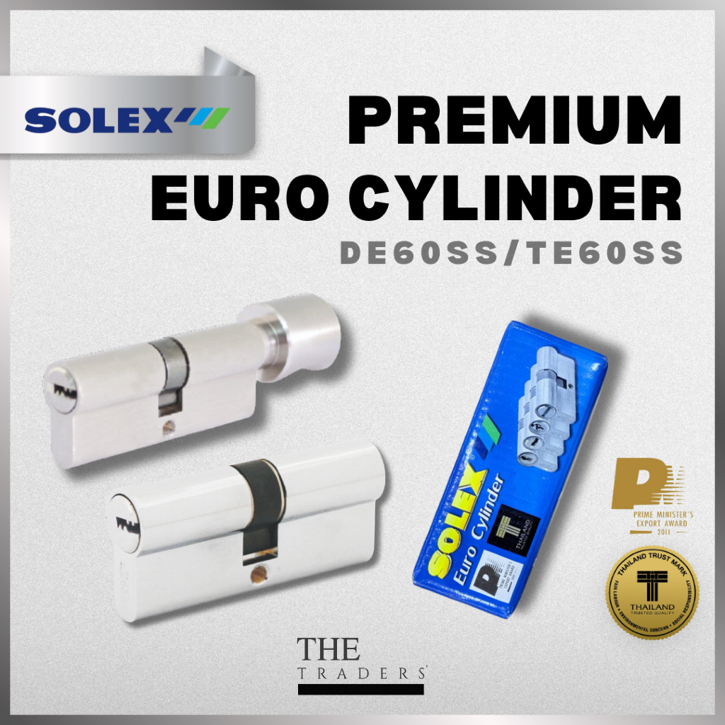The Traders Solex Premium DE60SS TE60SS Euro Profile กระบอก - 60MM Backset