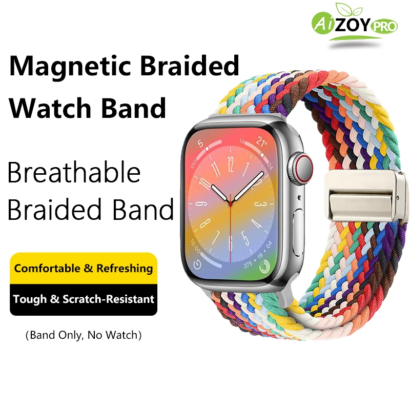 Ai.Zoy.Pro Braided Strap Watch Band Magnetic Buckle Sport Adjustable Waterproof Smartwatch Band Tali