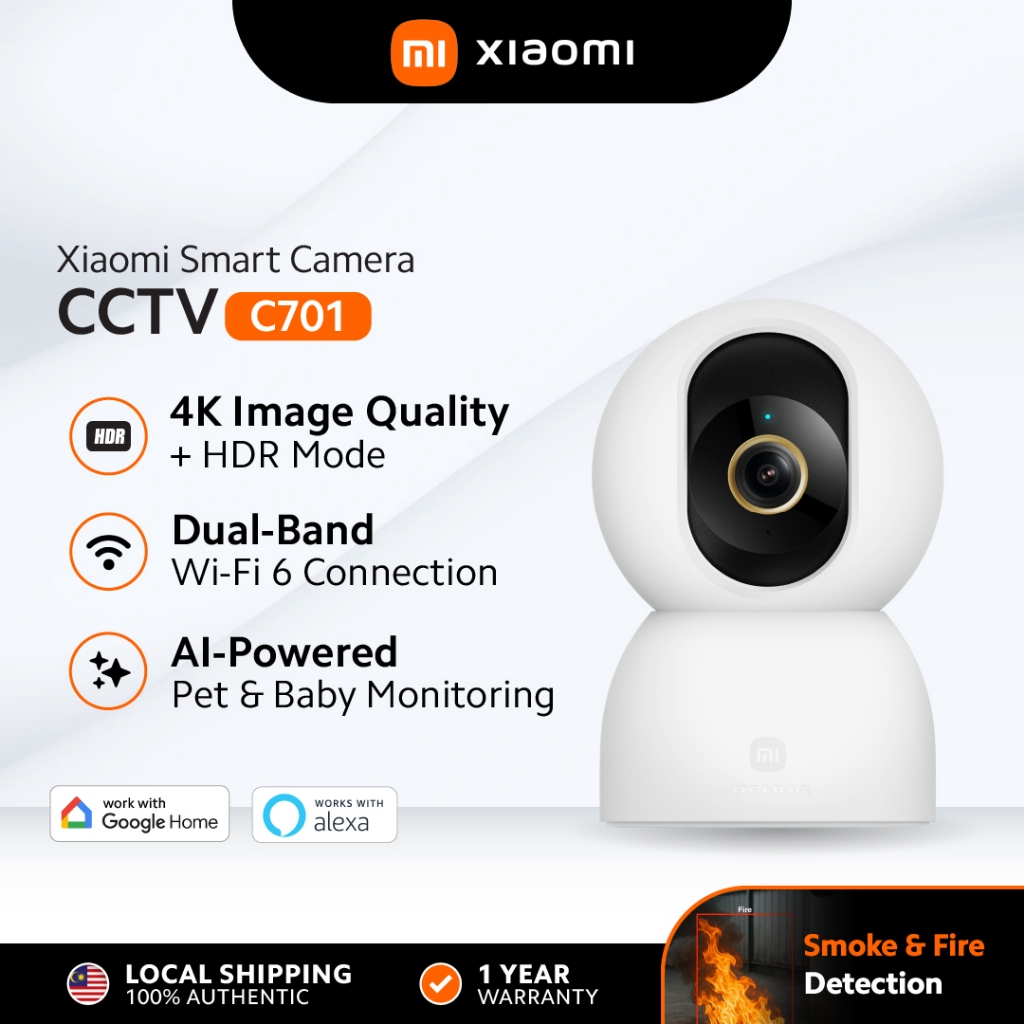 Xiaomi Smart Camera C701 4K 8MP Ultra-HD Imaging AI พร้อมการประมวลผลในท้องถิ่น Smart Motion & Noise 