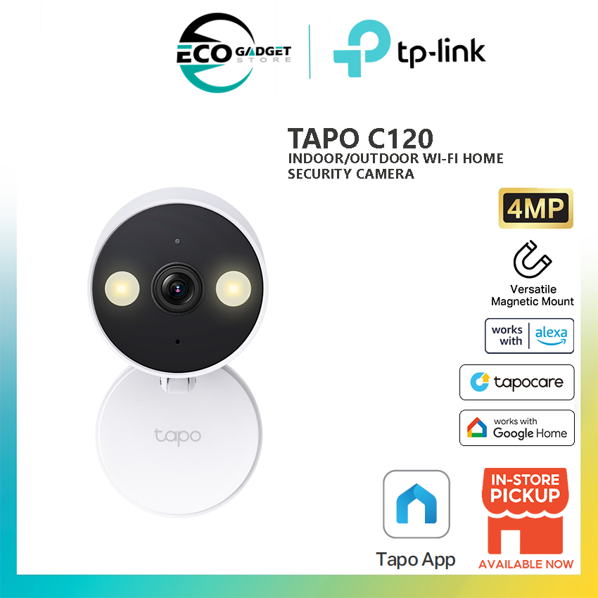 TP-Link Tapo C120 ในร่ม/กลางแจ้ง Wi-Fi Home Security กล้อง IP66 2K สี Night Vision 24/7 การตรวจสอบ D