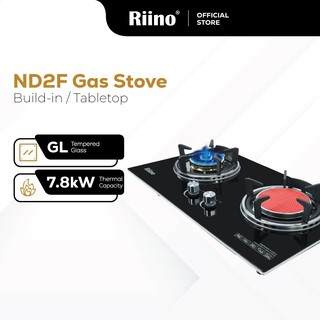 Riino Hybrid Tempered Glass Gas Stove Build-In/Tabletop Gas Cooker ND2FC