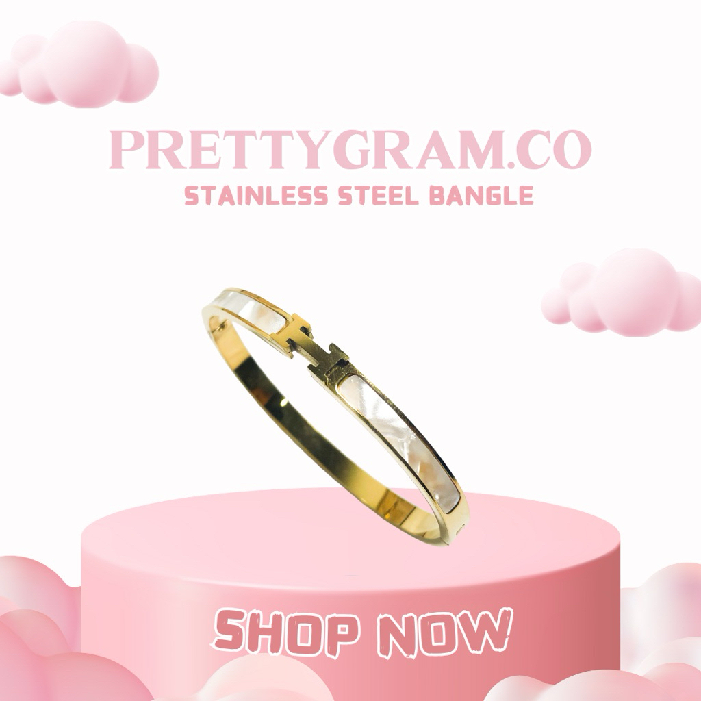 กําไลข้อมือ Prettygram Hazel สแตนเลส Gelang Titanium