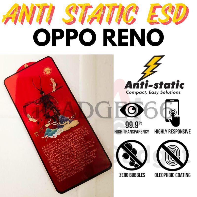 Anti Static ESD Glass 9H ความแข็ง Oppo Reno 6.4/6.6/2/2F/4/5/6/6Z/7/7Z/7 Pro/8/8Z/8T/10X/11F/12F/13/