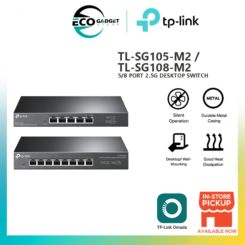 TP-Link TL-SG108-M2 / TL-SG105-M2 8-Port / 5-Port 2.5G Desktop Switch Silent Operation Plug and Play