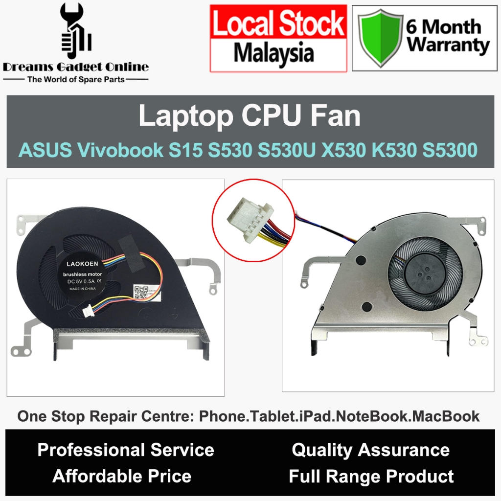 ASUS แล็ปท็อป CPU พัดลมระบายความร้อนสําหรับ ASUS VIVOBOOK S15 S530 S530U K530 X530U S5300 S530F S530