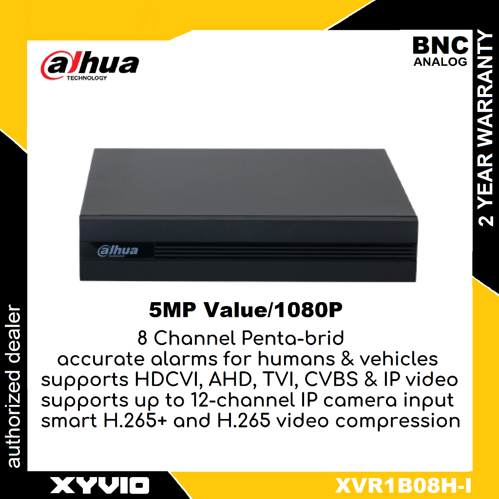 Dahua XVR1B08H-I 8CH Penta-brid 5MP ค่า/1080P Cooper 1U 1HDD WizSense เครื่องบันทึกวิดีโอดิจิตอล