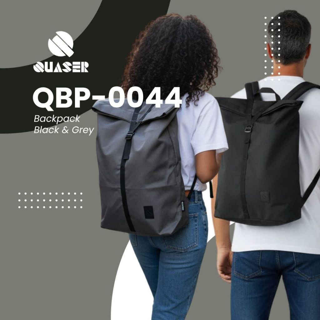 Quaser Bag Pack QBP-0044 Black & Grey Easy Carry Bag Beg Pack
